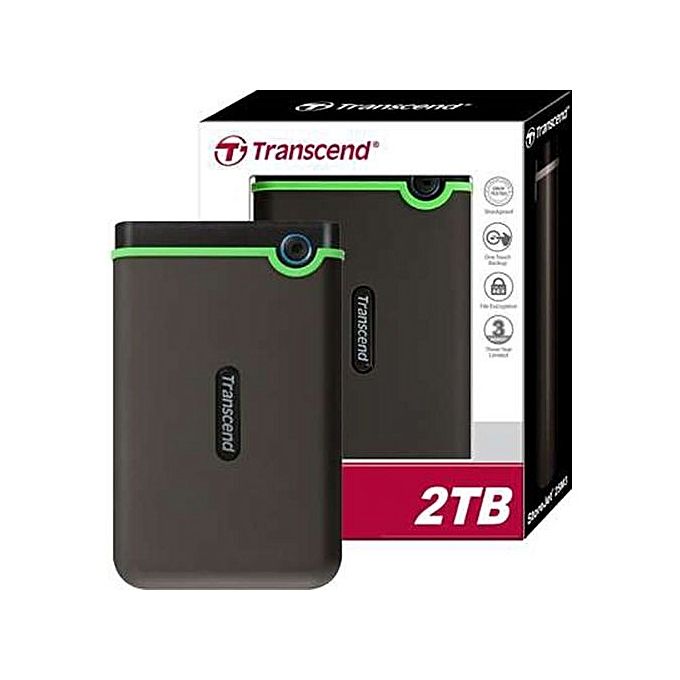 Transcend StoreJet 25M3 2TB Portable Hard Drive | Secure, Spacious, and Durable