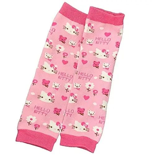 Sanrio Kawaii Hello Kitty Arm Cover Pink Kt Cat Arm Warmer Punk Cute Knitted Arm Sleeves Fingerless Gloves for Women Girls Gift