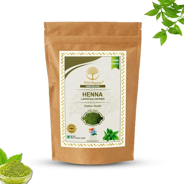 WILD ORGANIC 100% Natural & Pure Herbal Henna Powder/Lawsonia Inermis (Organically Grown) 150 g For Hair Care | Hair Color | No Ppd No Chemicals, No Paraben 100gm