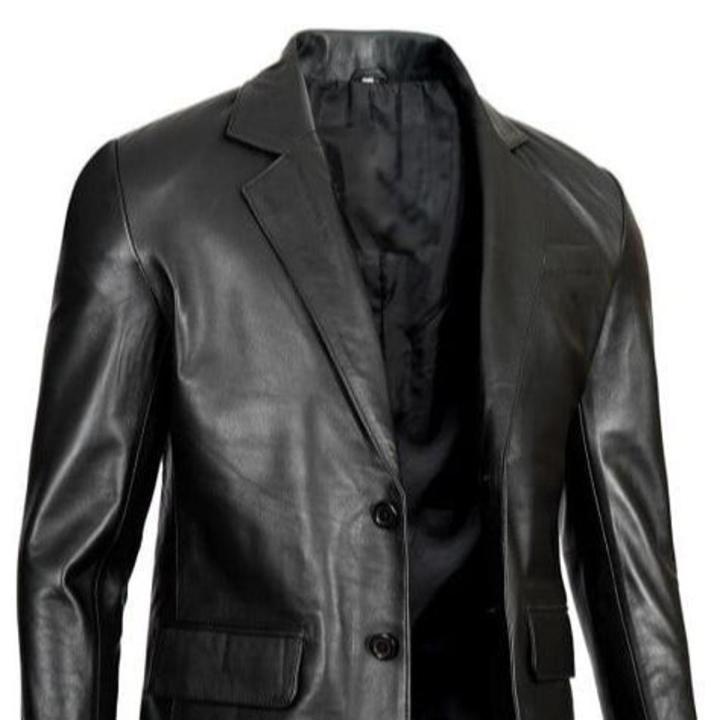 Black Leather Blazer Jacket for Men