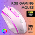 RGB Mouse with FREE Mouse Pad - HP Gaming Mouse with Top RGB 7 Lights Breathing - USB Wired Optical Moue for PC, Laptop, Minecraft, Mobile Pubg, Free Fire. 