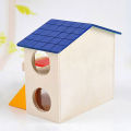 Cute 2 Layers Wooden Hamster Sleeping Grinding Pet House with Feeding Trough. 