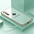 FELMYST With Free Free Lanyard For Realme Narzo Luxury Square Maple Leaf Plating Silicone Mobile Phone Case Electroplated Protector Soft funda Cover For Girl Men. 