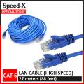 SpeedX LAN Cable 27 meters (88 feet) Cat 6 Ethernet Cable Fixed Connectors Internet Wire. 