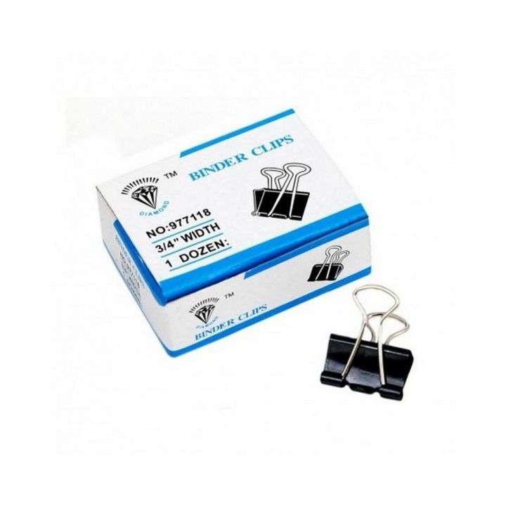 Pack of 12 - Binder Clip 3/4 inch Width 19 mm