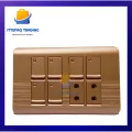 6 Switches+2 Sockets Electric China Fitting Sheet China Switch Board- Metal Series (Golden Colour). 