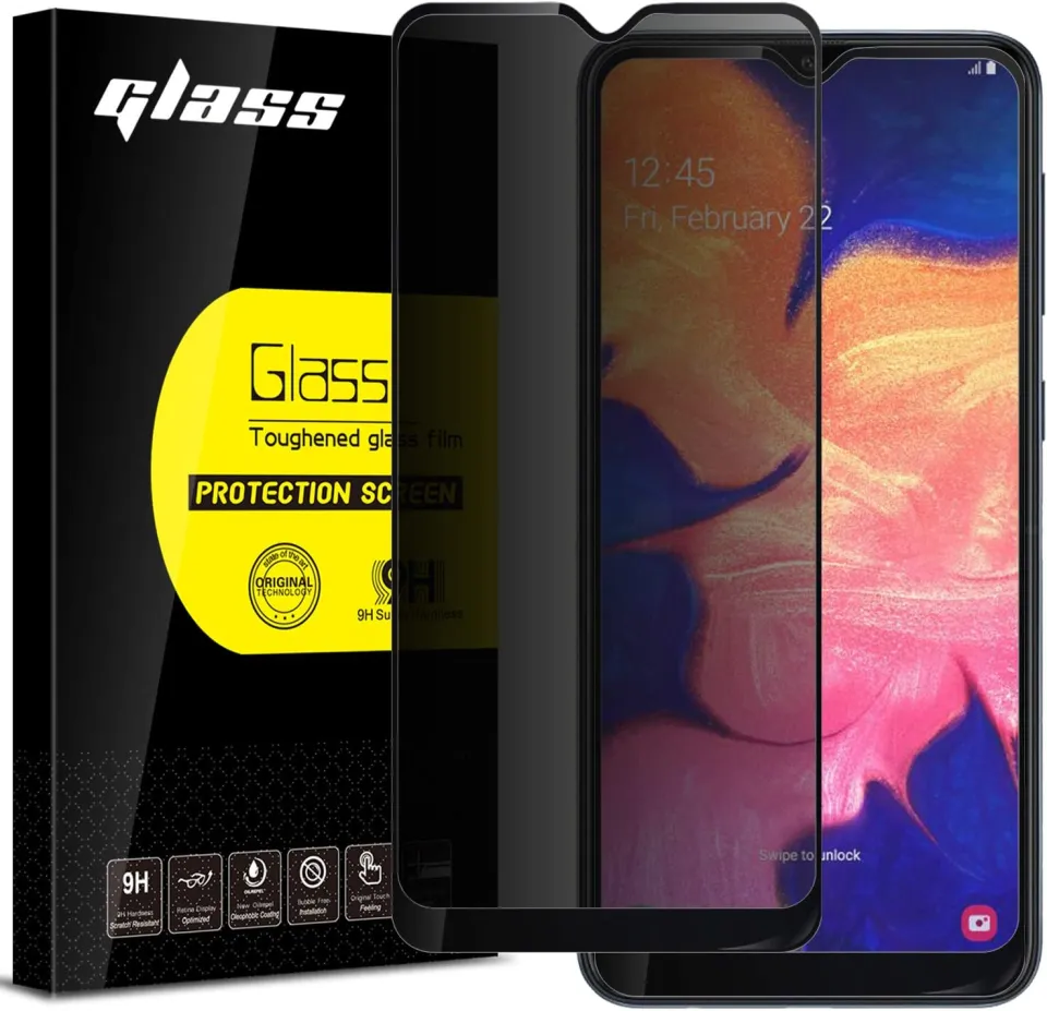 Samsung Galaxy A10 A10S Privacy Tempered Glass OG HD, Fully Coverage with  Black Edges,Front can Look,Side Can't See Screen Protector for Samsung