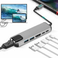 6-in-1 USB-C Hub Multi-port Adapter USB Type C Hub Adapter Dock with 4K HDMI RJ45 Ethernet Lan USB Charge. 