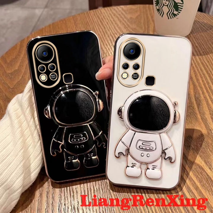 Casing infinix hot 11s infinix hot 11s nfc hot 11 back cover phone case Softcase Electroplated silicone shockproof Protector Smooth Cover new design Astronaut with holder DDYHY02