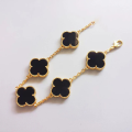 : Elegant Stainless Steel bracelet, Black Clover double side Stylish Bracelet, four leaf bracelet for Women and Girls  Fashionable Stainless Steel Jewellery Collection , Gold plated bracelet. 