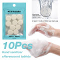 10Pcs Instant Hand Wash Foam DIY Natural Foaming Hand Sanitizer Effervescent Tablets. 