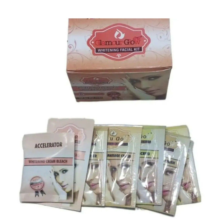 Glamour Glow 6 Steps Whitening Facial Sachet With Bleach Sachet Best Quality