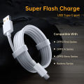 6.5A Vooc Supervooc 2.0 Super Dart 65W 50W  Super Fast Charge Cable Cargador For Oppo Type C Phone Cables For Reno5 4G / Reno4 Pro / Reno4 Pro 5G / Reno5 Pro+ 5G / Reno3 / Reno3 Pro / F19 Pro / F19 / F19 Pro+ 5G / F17 / F17 Pro / F11 Pro. 