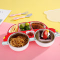 Baby Toddler One Piece Plastic  Plate Dish Food Tray Kids Car Shape with one spoon. 