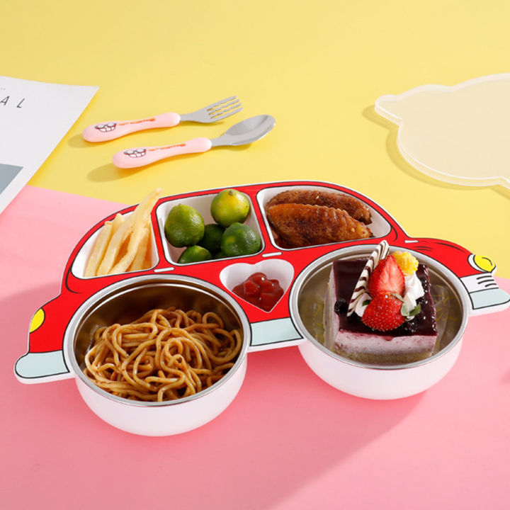 Baby%20Toddler%20One%20Piece%20Plastic%20%20Plate%20Dish%20Food%20Tray%20Kids%20Car%20Shape%20with%20one%20spoon%20-%20Image%202