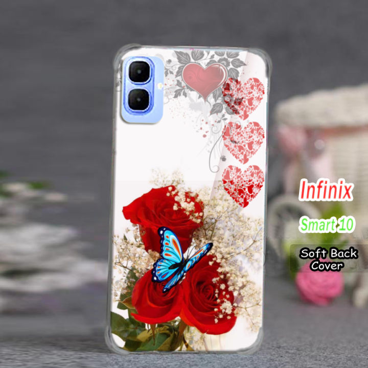 Infinix Smart 10 Pouch Cover - Floral Soft Back Cover Case For Infinix Smart 10