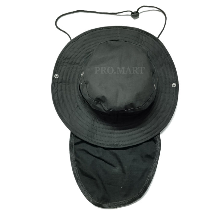 Boonie Hats Men Women Bucket Hat Neck Flap Hat For Outdoor Huntiing Hiking Sports Outdoor Hiking & Fishing Sun Protector Cap - Black