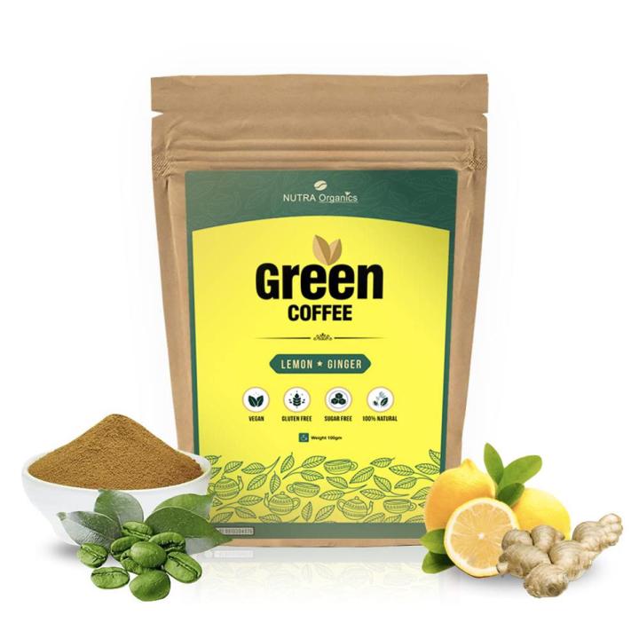 Nutra Organics Green Coffee With Lemon, Ginger & Black Pepper For Weight Management-100gram