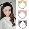 Women Korean Style Cute Cat Ears Elastic Face Wash Headdress Headband Hair Band. 