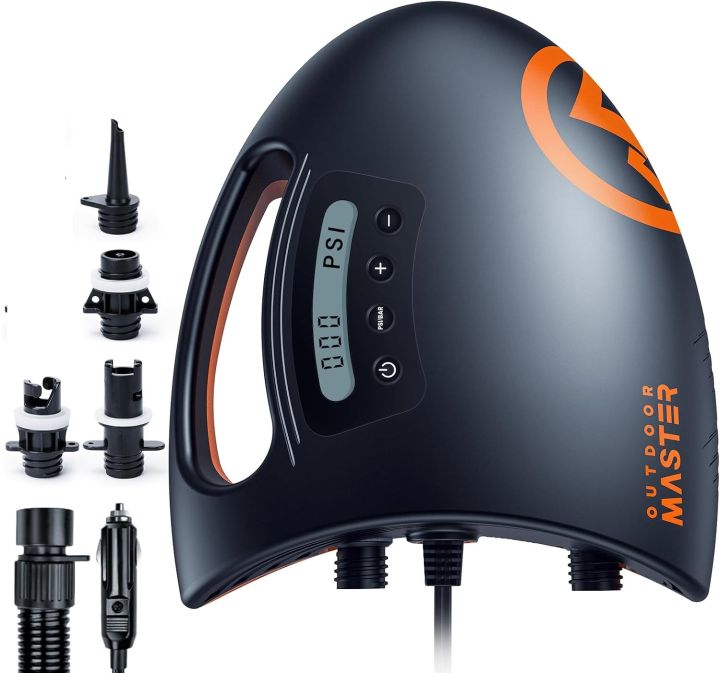 OutdoorMaster 20PSI High Pressure SUP Air Pump Shark - Intelligent Dual Stage Inflation & Auto-Off & Deflation, 12V DC Car Connector, for Inflatable Stand Up Paddle Boards, Boats B R1672 PUUMP