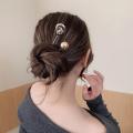 Korean Simple Gold Silver Color Metal Ball Circular Hair Sticks Hollow Long Hairpin For Women Wedding Hairstyle Design Tools. 