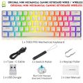 RGB Gaming Keyboard - Mechanical Keyboard Blue Switch Wired/Wireless Mini RGB Keyboard 61 Keys With Out Numpad - RGB Light Mechanical Keyboard Black/White - Detachable TYPE-C Wired/Wireless For Professional Gaming - Compatible With PC & Laptop. 