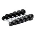 Dumbbells - Brand Liveup Sports - Product Hex Rubber Dumbbell -  Weight 12 kg Pair - Description-Hex shaped dumbbells,High-quality rubber coated,Ergonomic chrome handle,Rubber encased body to prevent damage - Code LS 2021-12. 