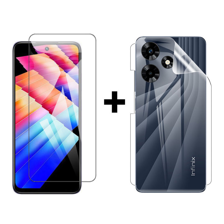 Infinix Hot 30 Glass Protector Polish Screen Tempered + Back Clear Jelly Protector Soft Film Protection Hydrogel Film Back Protector For Infinix Hot 30