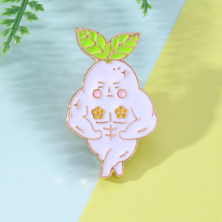 White Cartoon Daikon  Brooch Adorable Multi color  Anime Pin Cute Kids Coat Lapel Pin for Kids' coats School backpacks Pin collection Anime enthusiasts Gift for girls