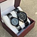 2Pcs/Set Couple Watches For Lovers Fashion Luxury Couple Watch Stainless Steel With Free Gift Box. 