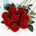 Red color Artificial flowers bouquet High-quality /faux flowers Silk material Red silk rose flower Bouquet arrangement Rose flower design Wedding home table decoration for Wedding decoration Home. 