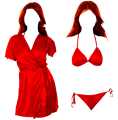 Silk Wear - Women 3 Piece Sexy Nighty Sleepwear Silk Satin night dress Lingerie Set With Robe and Short Gown Bridal for Ladies and Girls for Night Wear Bra BI-015. 