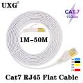 1M-50M Cat7 RJ45 Ethernet Flat Patch Network Router PC Laptop DLS Cable Shielded (STP) with Snagless Rj45 Connector Five color. 