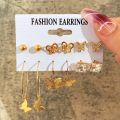 Kpop Gold Plated Silver Color Asymmetric Acrylic Pearl Butterfly Earring For Women Female Pendant Stud Earrings Kpop Jewelry Kit. 