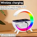 Wireless Charging Speaker with G-Shaped Design, Bluetooth MP3 Player, and LED Lights - Multi-Functional Speaker with Built-In Wireless Charger, Dynamic Lighting Effects, and High-Quality Sound - Ideal for Home, Office, and On-the-Go Entertainment. 