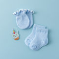 I LOVE DADDY&MUMMY-4Pairs/Lot Lace Ruffles Baby Socks Gloves Set Breathable Cotton Infant Socks Anti Scratch Newborn Protection Face Mittens Socks. 