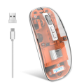 3 Modes Wireless Rechargeable Transparent Mouse – Bluetooth Mouse & 2.4G USB Gaming Mouse for PC, Laptop, and Desktop – Wireless Mouse for Gaming, Logitech Style Design. 