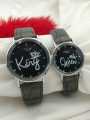 VerdRobe Cute Fancy Design Dark Grey Couple Queen & King Round Dial Pair Watches. 