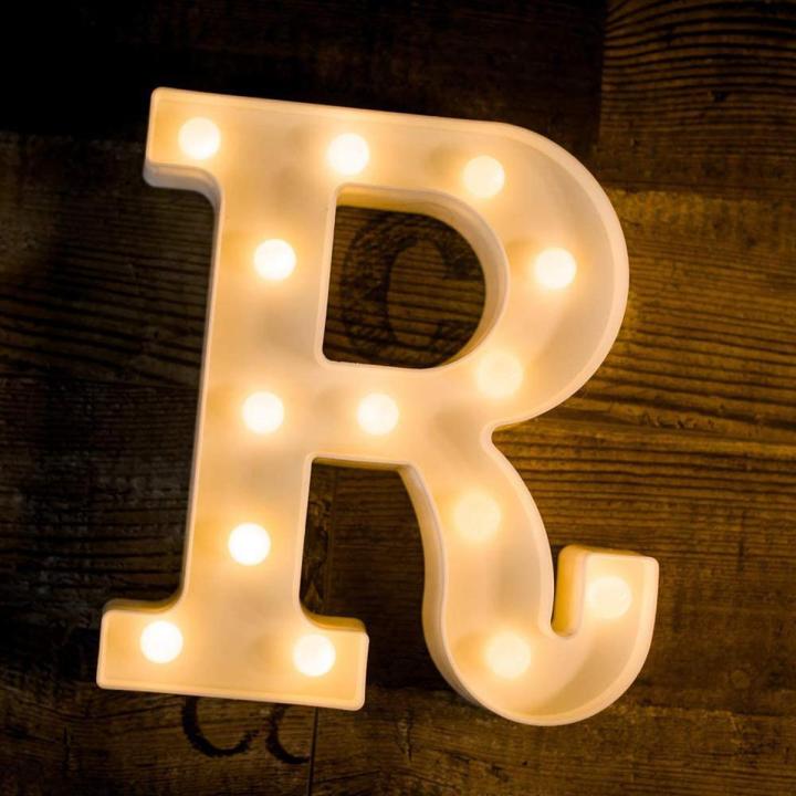 LED Alphabet letter R  Lights Alphabet Light Up Marquee Letters Sign for Night Light Wedding Birthday Party Battery Powered