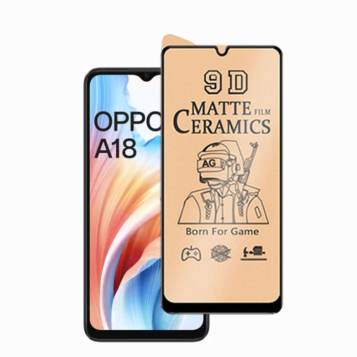 BROTECT Oppo A18 Ceramic Matte Screen Protector PUBG Gaming Tempered Glass Black Edge Borders Unbreakable 9D 21D 100D 111D For oppo a18 - Transparent