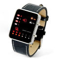 Men's Fashion Sports Digital Binary LED Display Faux Leather Strap Wrist Watch. 