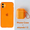 Matching Phone Case And Airpods 2 Set For iPhone 11 Pro Max XS 12 SE 2020 X XR 7 8 Plus Fluorescent Clear Transparent Soft Cover. 