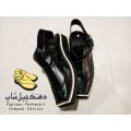 Kaptan Chappal Pure Hand Made Leather Peshawari Black Taki Daar Design. 