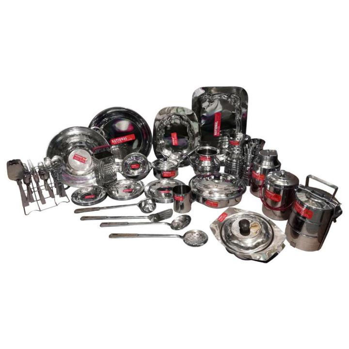 Marriage Set 81 Pieces Stainless Steel Dinner Set National Gold - Silver