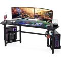 60 inch" Gaming Desk, Ergonomic Wing Shaped Gaming Computer Desk with Hoster Holder Headphone Hook for Home Office, Black (custimzed). 