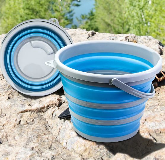 Folding Balti Foldable Silicone Collapsible Tub Portable Outdoor Durable Camping Bucket 10Liters Water Bucket Collapsible Bucket Portable Folding Bucket Dust Bin