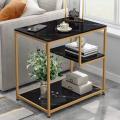 Triple Layer Sofa Side Table Coffee Table with Gold Metal Legs for Living Room Bedroom Tables. 