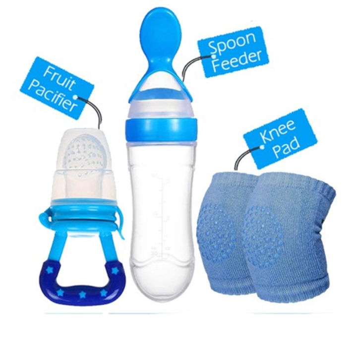 Pack Of 3 Baby Fruit Pacifier and Baby Kneepad For Crawling Baby ...