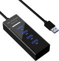 USB 3.0 Hub 4 Ports High Speed usb 3.0 port Hub Splitter Fast Data Transfer USB Hub Extender Extension Connector Compatible Windows PC / Mac  / Laptop / Printer / Mobile HDD / LED Light USB HUB. 