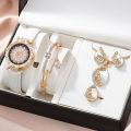 Fopul mall 6pc Set Elegant Female Bracelet Watches Women Watches Diamond Casuals Fashion Watches for Women & girls Gift Birthday Party. 